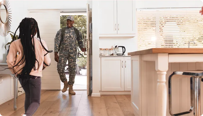 Military serviceman coming home